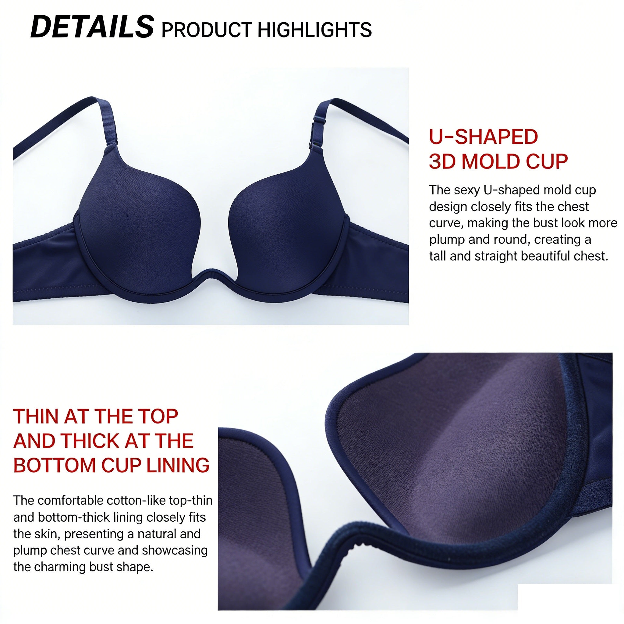 Sexy Invisible Seamless Push-Up Adhesive Silicone Cover U-Back Bra