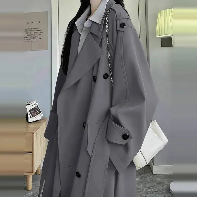 Elegant Double-breasted Long Trench Cost