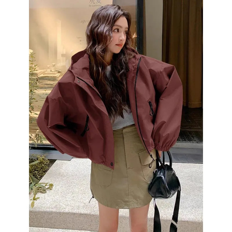 Hooded  Loose Casual Short Top Jacket