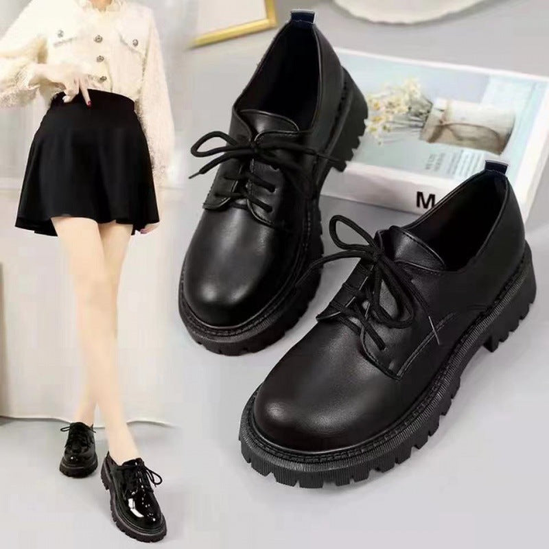 British DM Style Platform Loafers Chunky Retro Goth Oxford Flat Round Head Shoes
