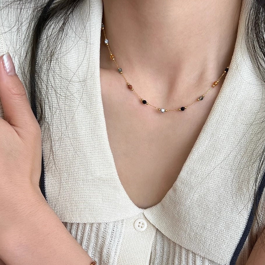 Natural Stone Handmade Collarbone Necklace Set