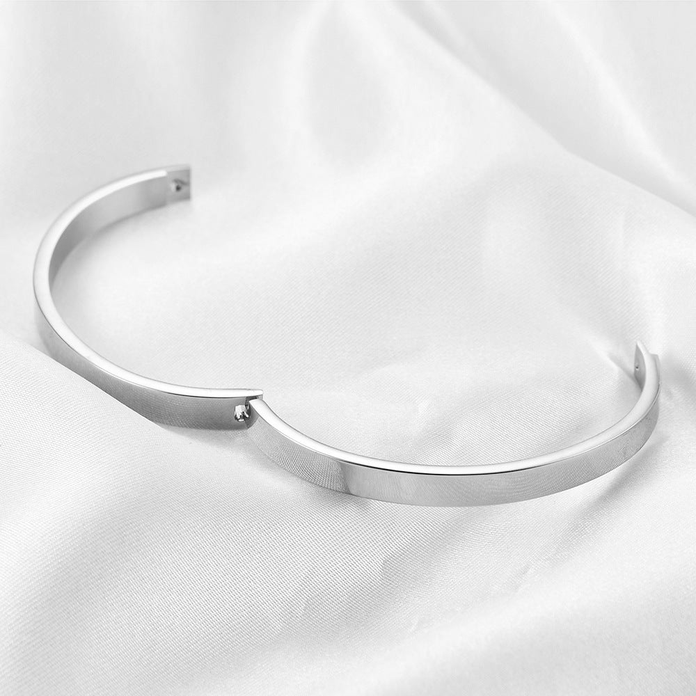 Premium 6mm High Polish Stainless Steel 304 Glossy Snap On Jewel Wristband Bracelet