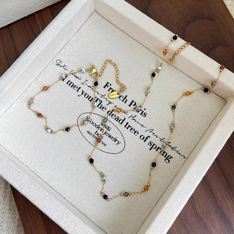 Natural Stone Handmade Collarbone Necklace Set