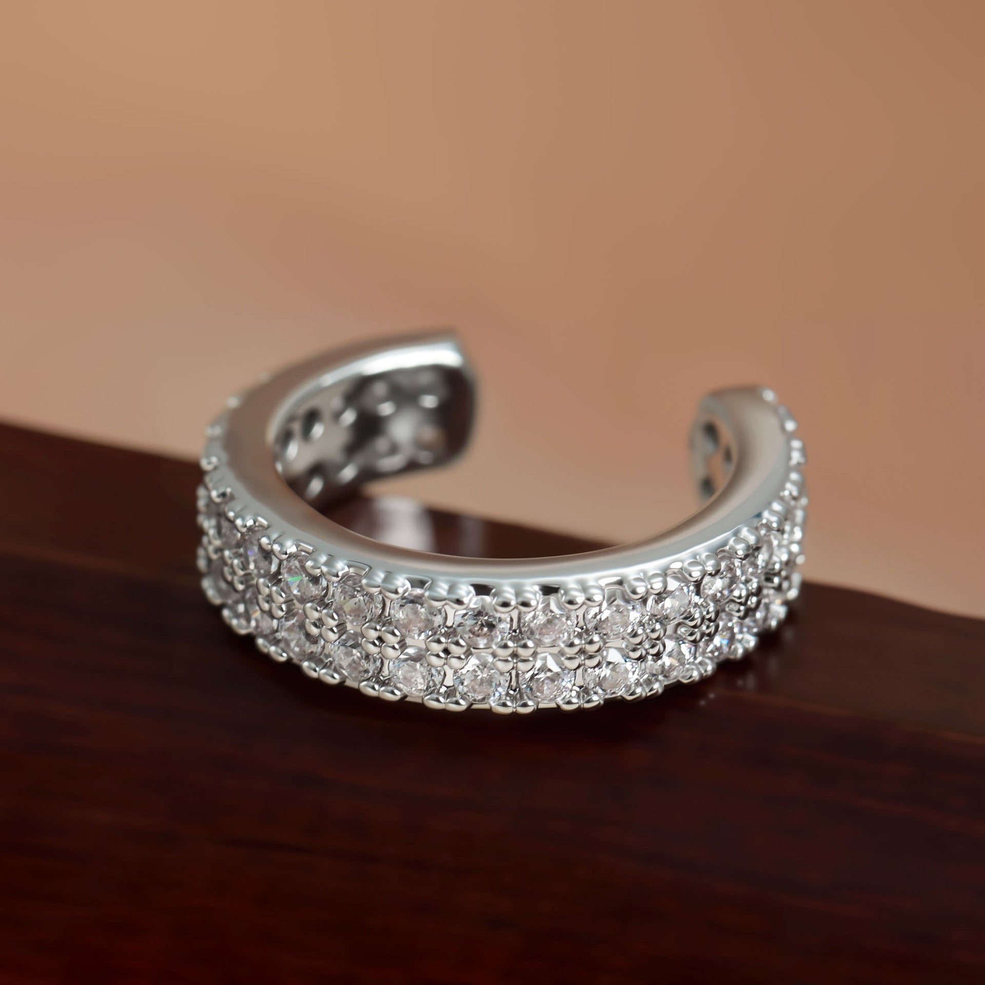 Rhinestone Sterling Hoop Cluster 2 Styles 1 Side 1 Pcs Clip-On Non-pierced Ear