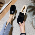 Retro Velvet Warm Cotton Round Head Slip On Slippers Shoes
