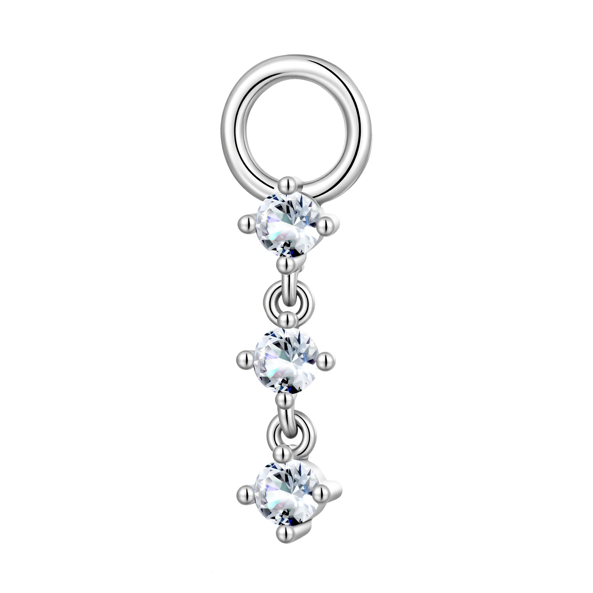 Rhinestone Sterling Hoop Cluster 2 Styles 1 Side 1 Pcs Clip-On Non-pierced Ear