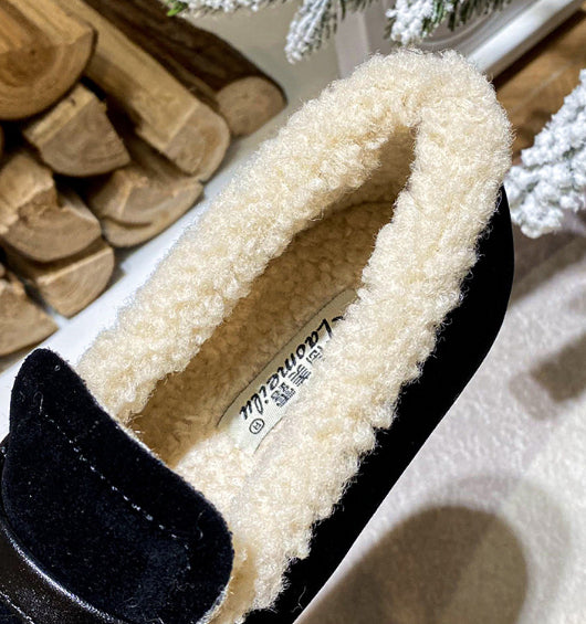 Retro Velvet Warm Cotton Round Head Slip On Slippers Shoes