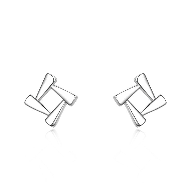 Elegant Retro Premium 925 Sterling Quadrilateral Rotating Stud Earrings
