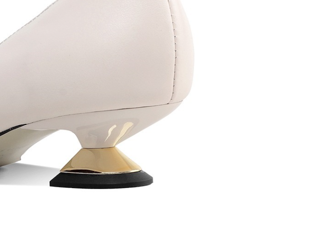 French Style Shallow Mouth Mid-heel Pointed Thick Heel Shoes