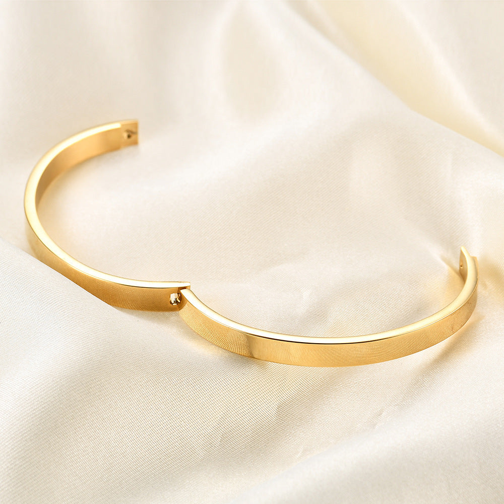 Premium 6mm High Polish Stainless Steel 304 Glossy Snap On Jewel Wristband Bracelet