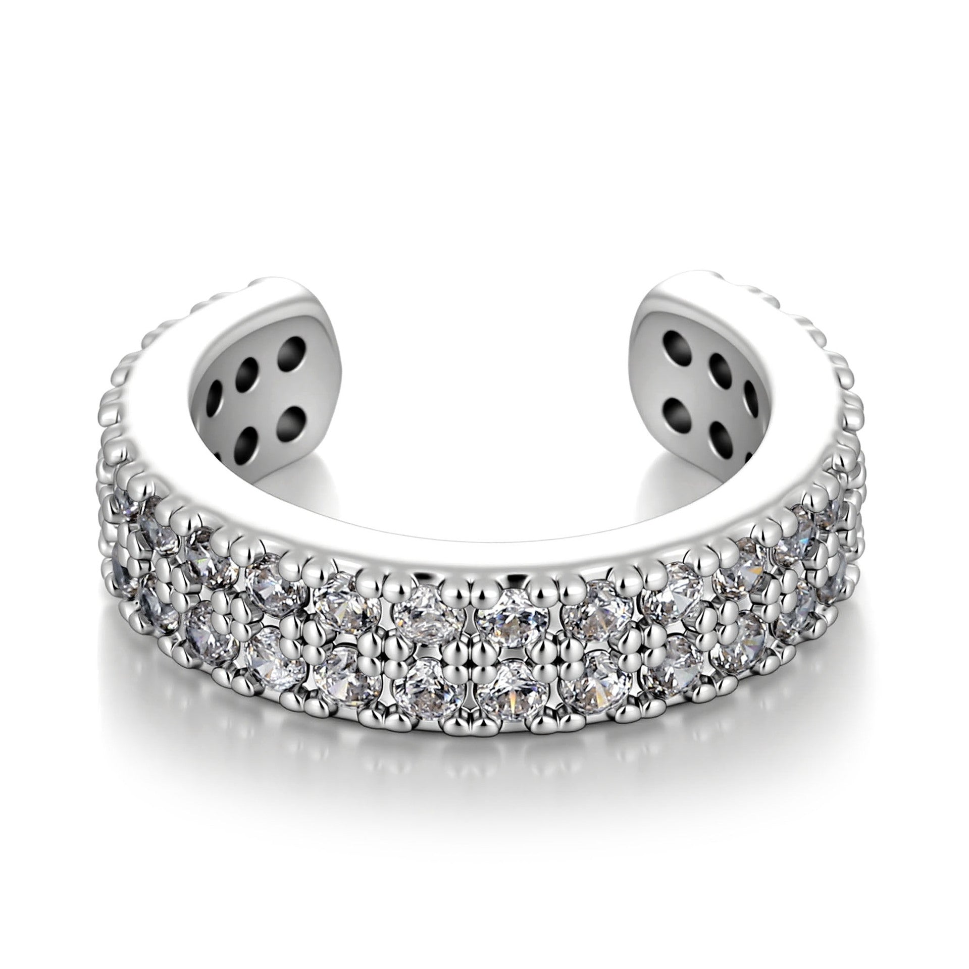 Rhinestone Sterling Hoop Cluster 2 Styles 1 Side 1 Pcs Clip-On Non-pierced Ear