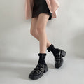 British Goth Style Platform Loafers Chunky Retro Thick High Heels Round Head Shoes