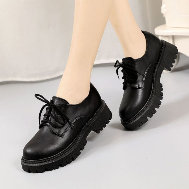 British DM Style Platform Loafers Chunky Retro Goth Oxford Flat Round Head Shoes