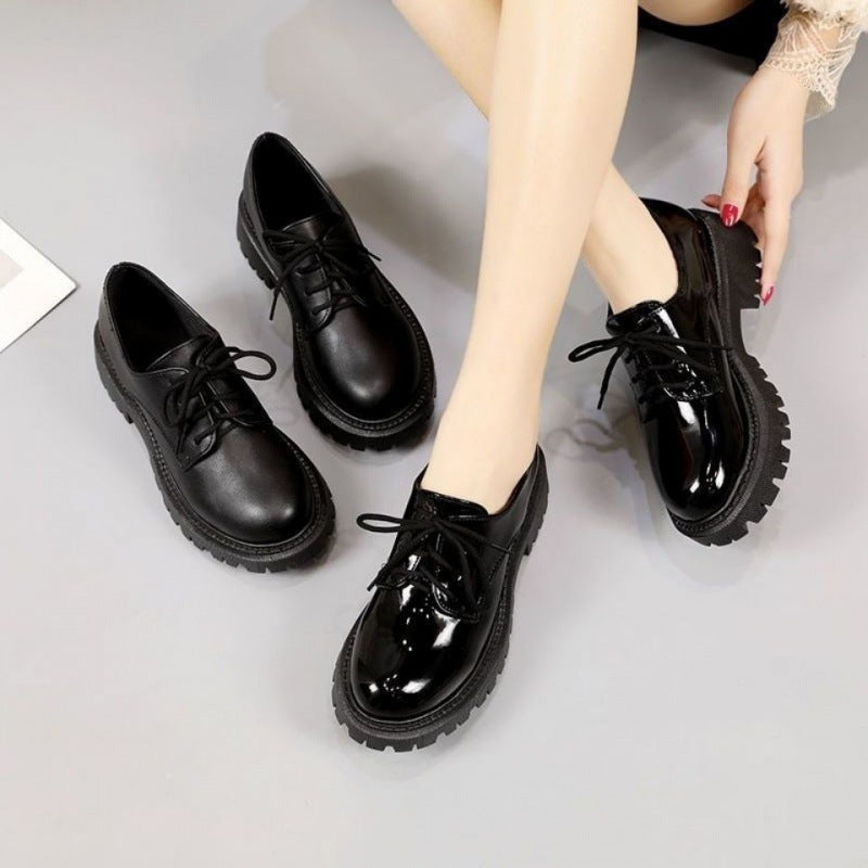 British DM Style Platform Loafers Chunky Retro Goth Oxford Flat Round Head Shoes
