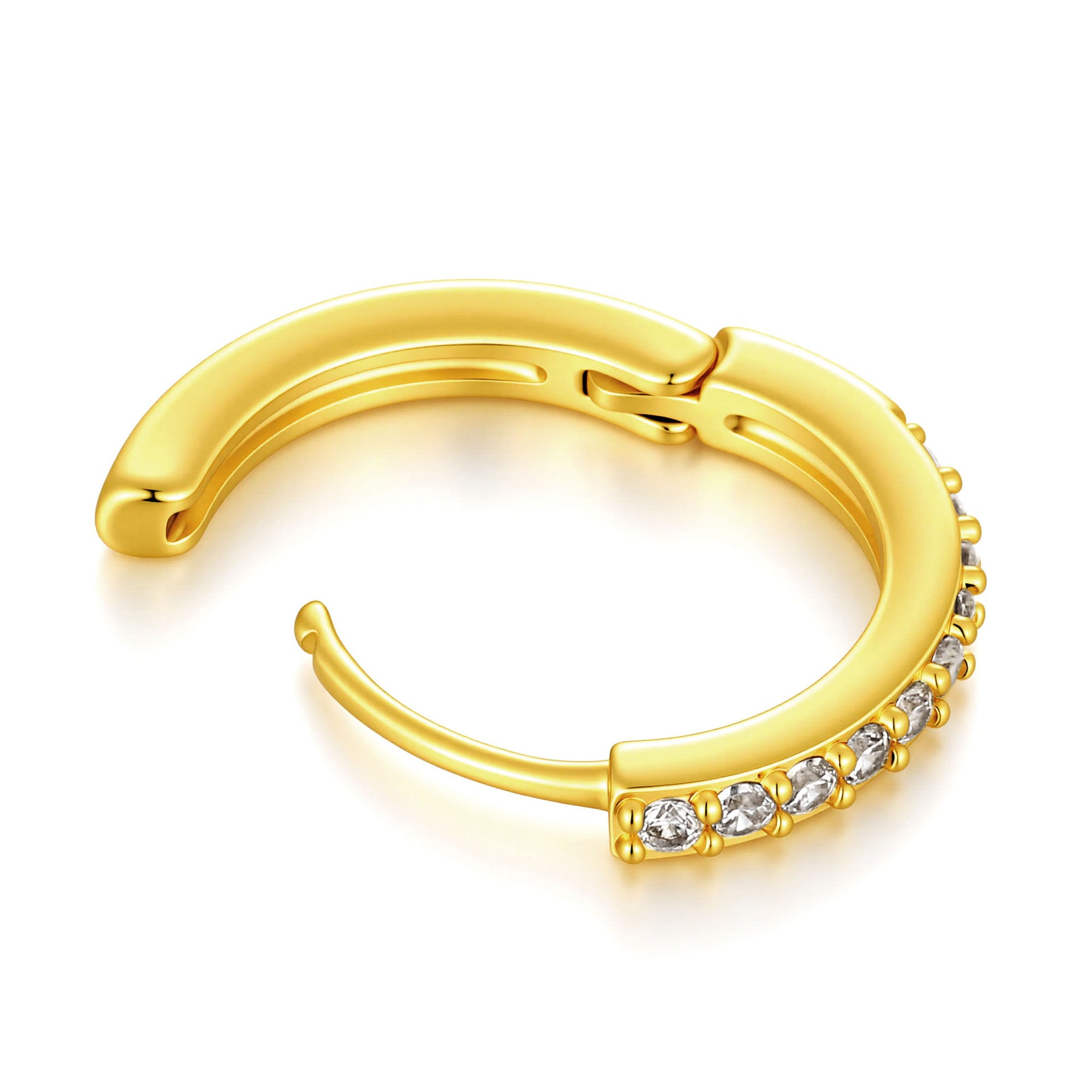 New Exquisite Gold Plated Swing Drop Rhinestone Oval Hoop Sterling Earrings Pair